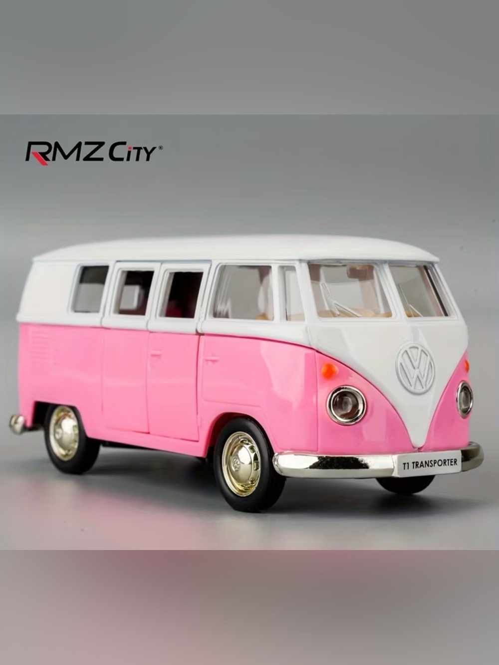 PINK Diecast Volkswagen T1 Transporter Samba Bus VW Bus RMZ Pull Back n GO NEW